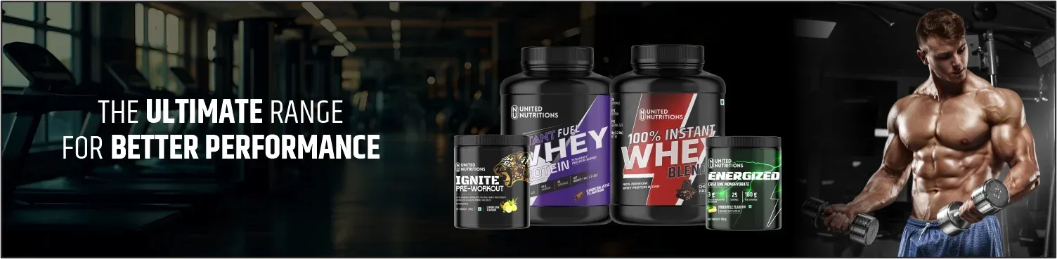 United Nutritions whey protein, pre-workout and creatine range