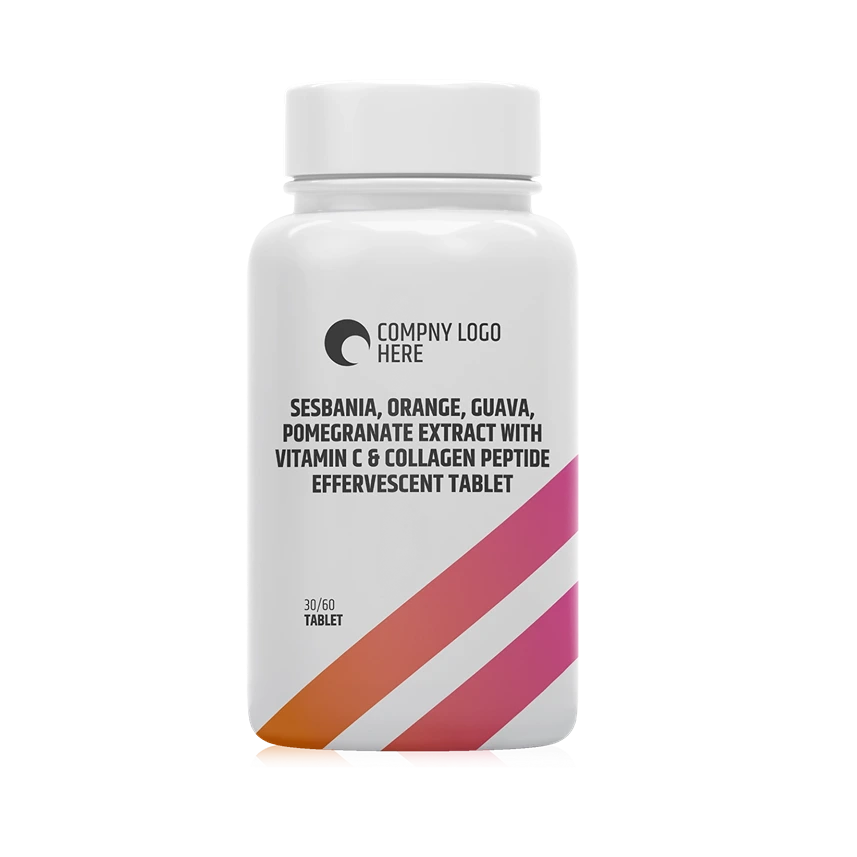 Sesbania, Orange, Guava, Pomegranate Extract with Vitamin C & Collagen Peptide Effervescent Tablet